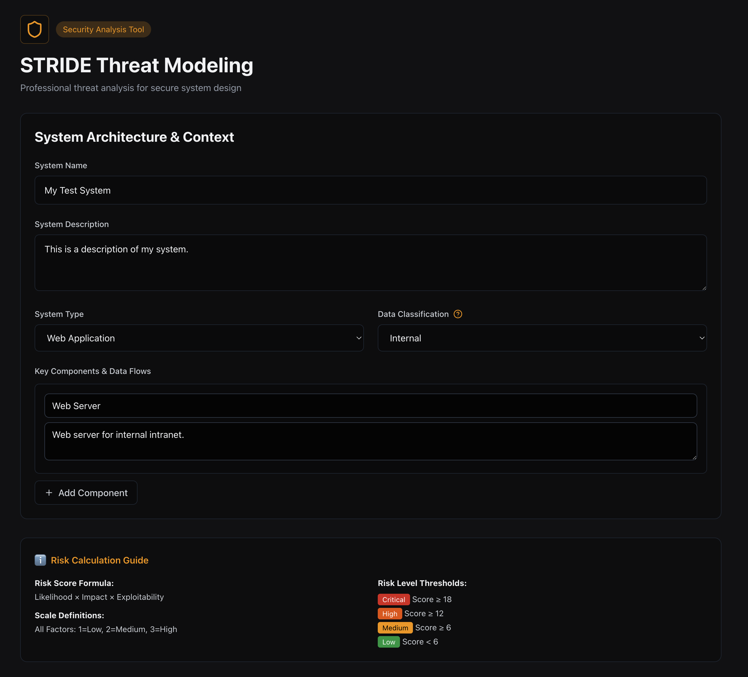 STRIDE Threat Modeling Tool
